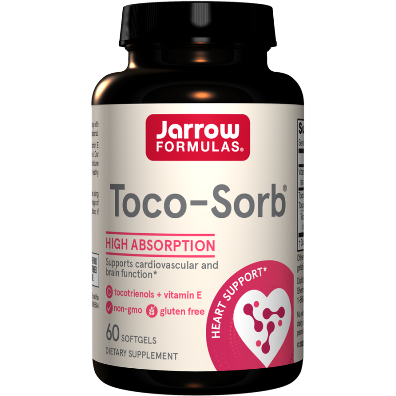 Jarrow Formulas Toco-Sorb High Absorption, tocotrienoliai ir vitaminas E, 60 kapsulių