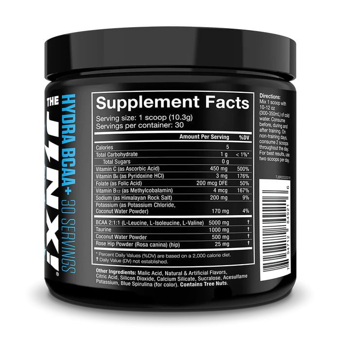 JNX SPORTS THE JINX! Composition of HYDRA BCAA+ 30 SERVINGS, CAFFEINE FREE