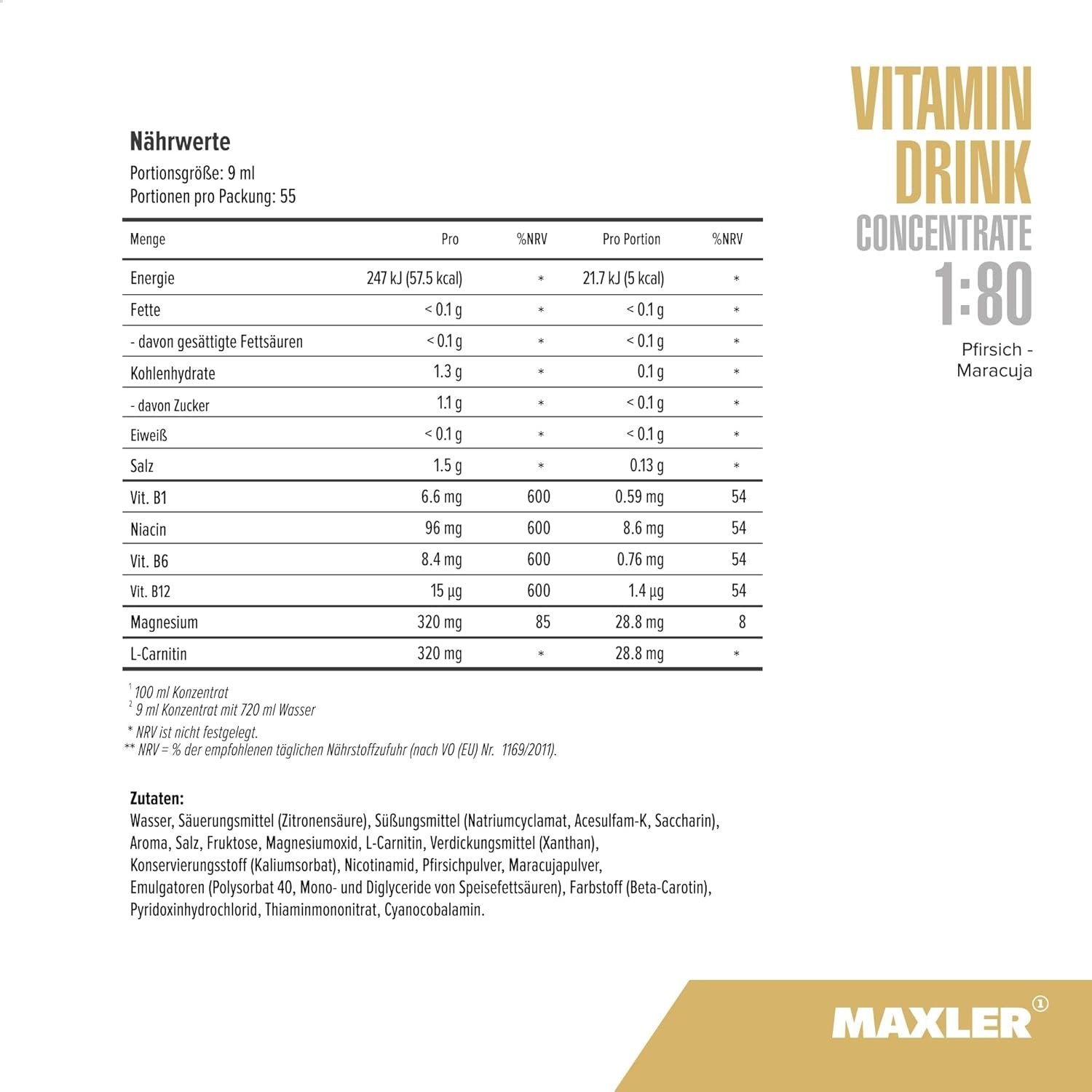 Maxleri vitamiinijoogi kontsentraat 500ml koostis