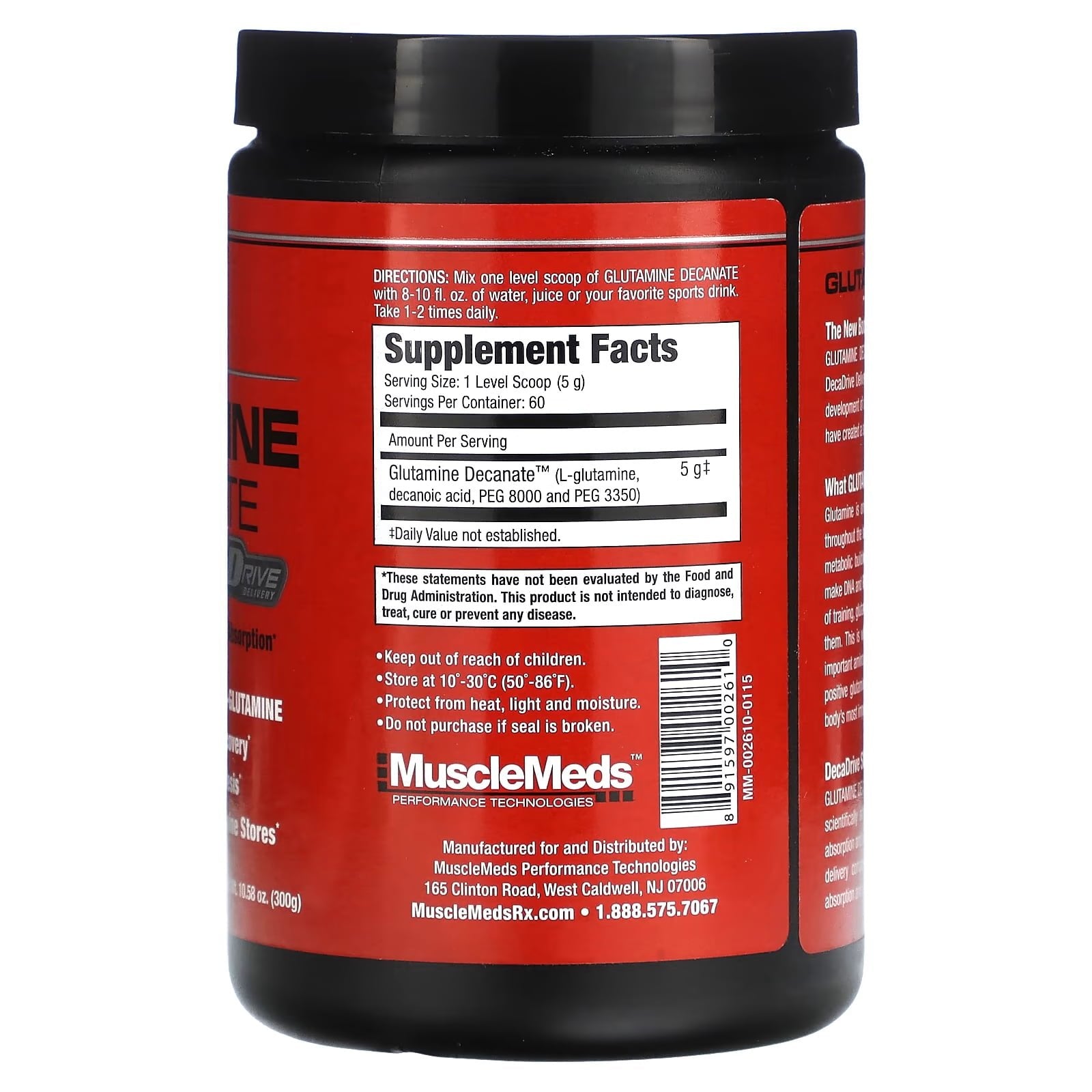 MuscleMeds Glutamine Decanate maitsestamata 300 g soodsalt
