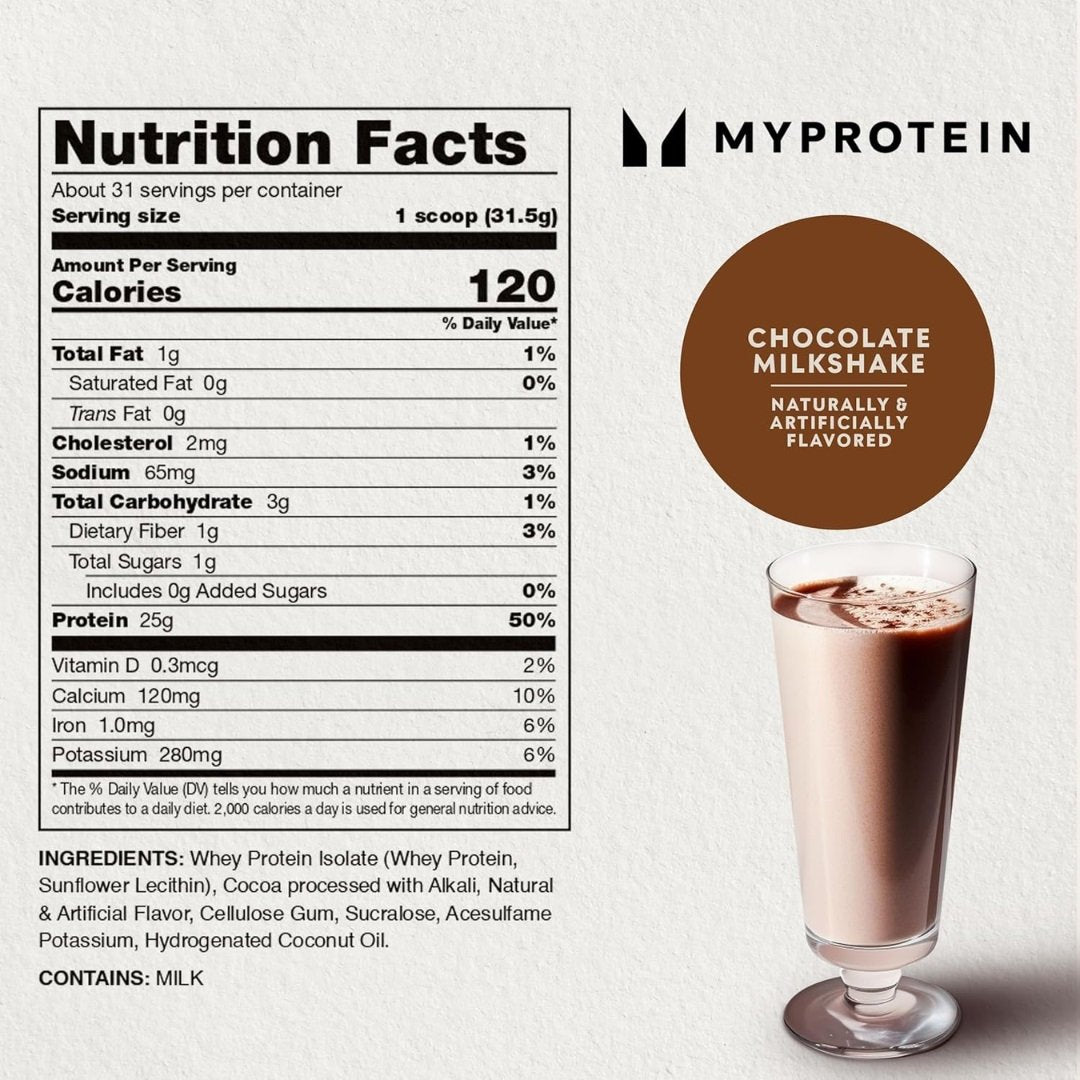 Myprotein Impact Whey Isolate 1kg table