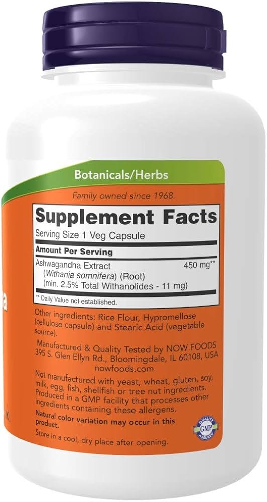 NÜÜD Ashwagandha 450mg 180 kapsli koostis