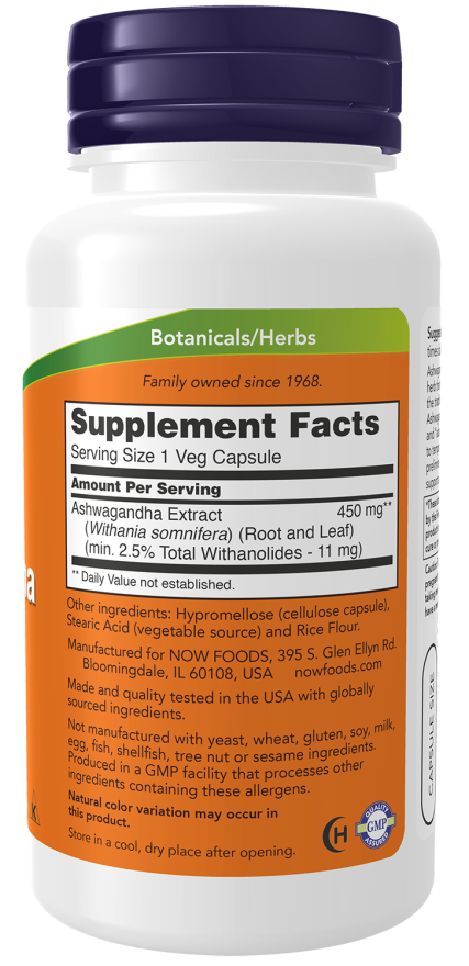NÜÜD Ashwagandha 450mg 90 kapsli koostis