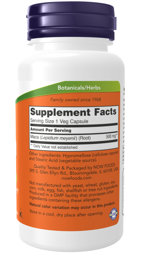 NOW Food Maca 500mg 100 Veg. Kapslite koostis