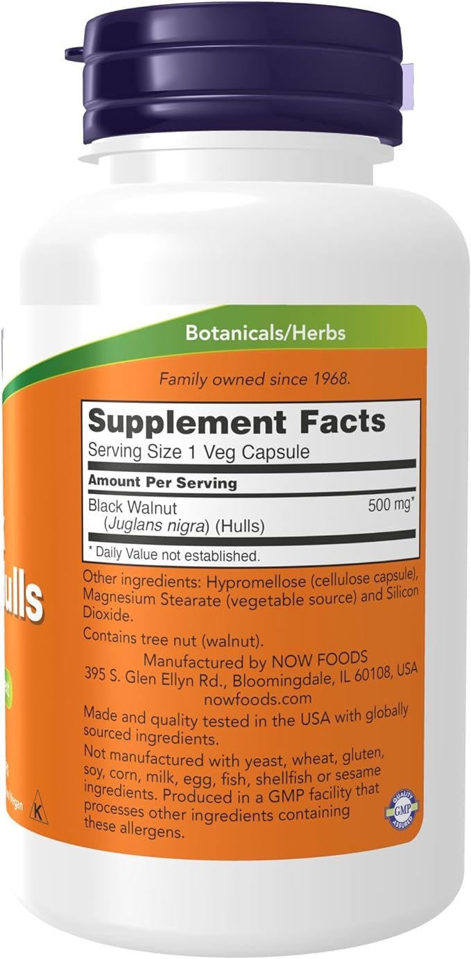 Nüüd Foods Black Walnut Hulls 500mg 100kapsli koostis