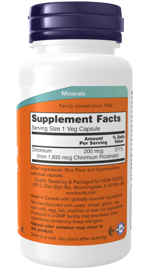 Now Foods, kroompikolinaat 200 mcg, 100 kapslit koostis