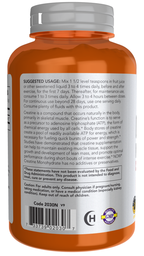 NOW Foods Creatine Monohydrate, Pure Powder - 227 grams usage
