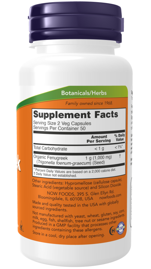 NOW Foods Fenugreek, 500mg - 100 vcaps koostis