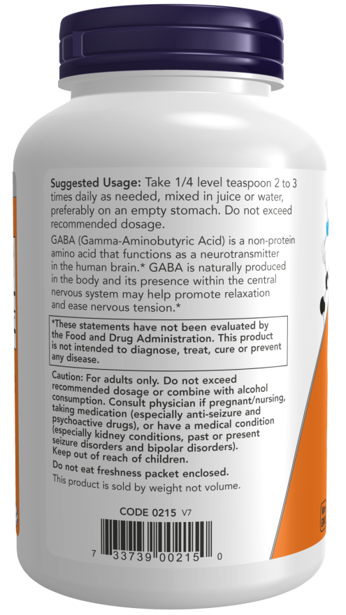 NOW Foods Gaba Pure Powder 170g kasutamine