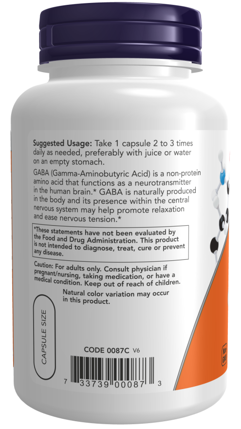NOW Foods GABA kasutamine koos vitamiiniga B6 500mg 200 vcaps