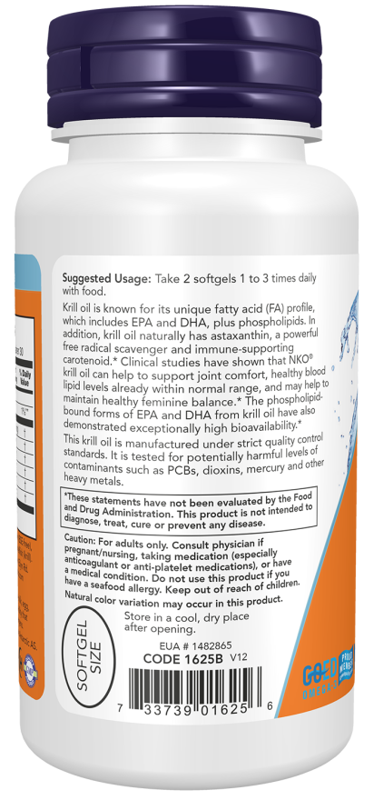 NOW toiduainete kasutamine Krill Oil 500mg 60 softgels