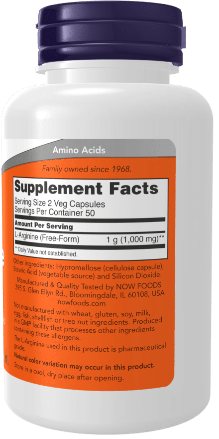 Now Foods L-arginiini koostis 500 mg - 100 kapslit