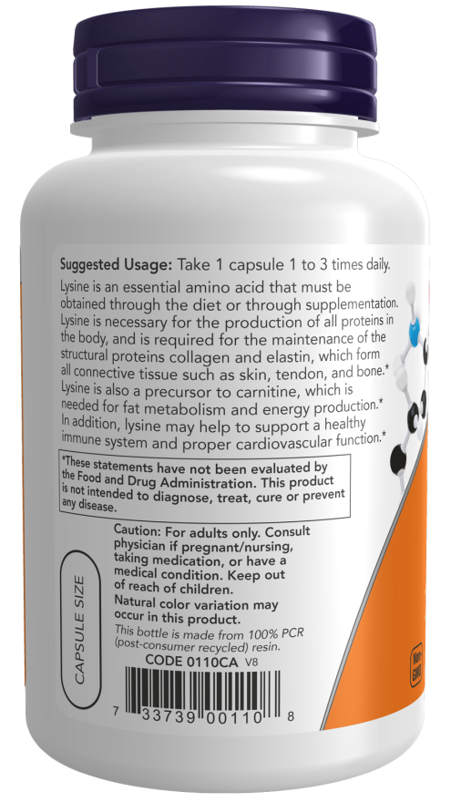 NOW Foodsi L-lüsiini kasutamine - 500 mg - 100 vcps
