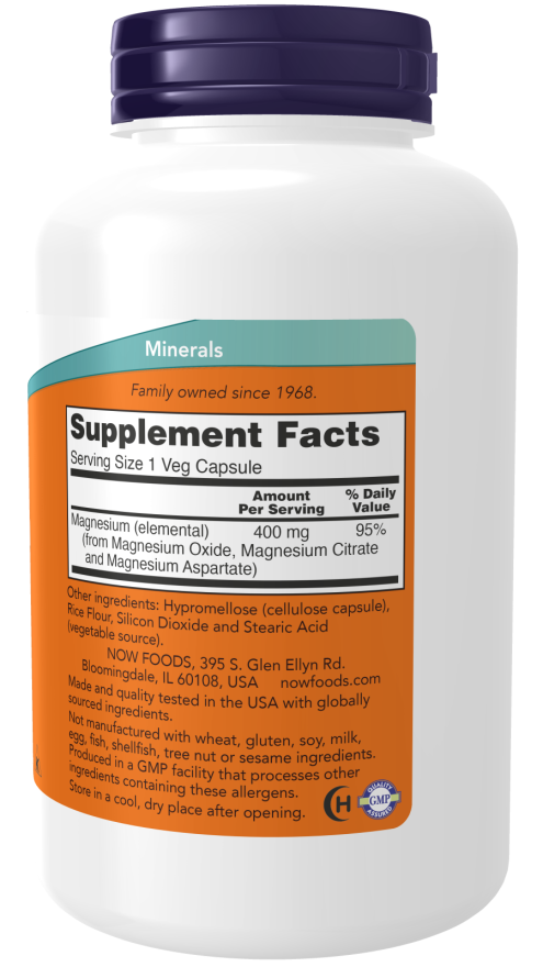 NOW Foods Magnesium, 400mg - 180 vcaps composition
