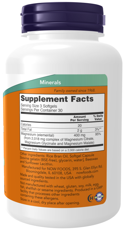 NOW Foods Magnesium Citrate Softgels - 90 softgels