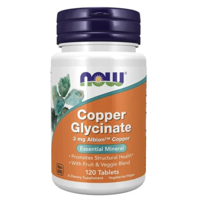 NOW Foods Copper Glycinate 3 mg 120 tablečių