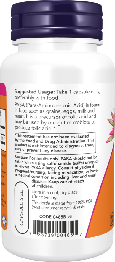 NOW Foods PABA 500mg 100kapsli kasutamine