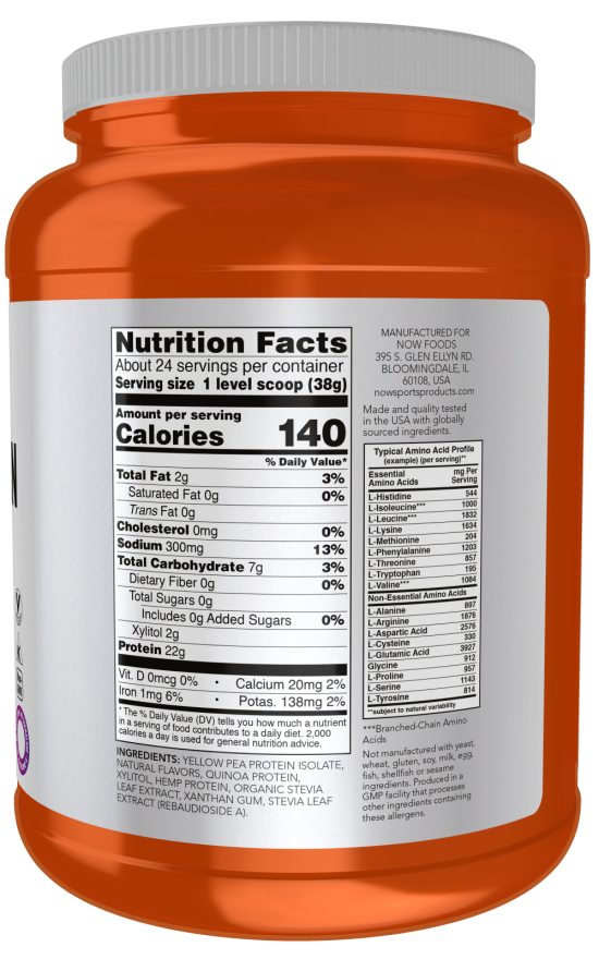 NOW Foods Plant Protein Complex - 907 grammi koostis