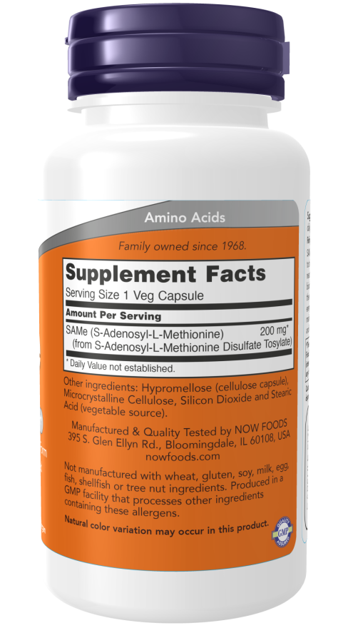 Composition of NOW Foods SAMe 200 mg Veg Capsules