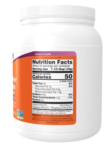 Composition of NOW Foods Sunflower Lecithin Pure Powder 454g