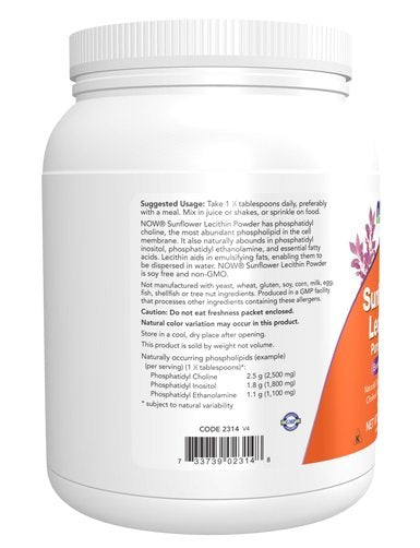 Usage of NOW Foods Sunflower Lecithin Pure Powder 454g