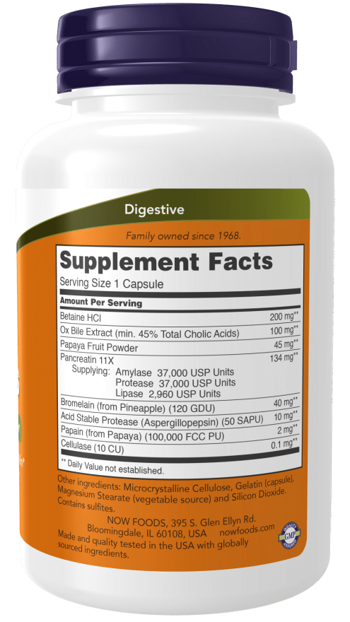 Now Foods Super Enzymes – 90 korgi koostis