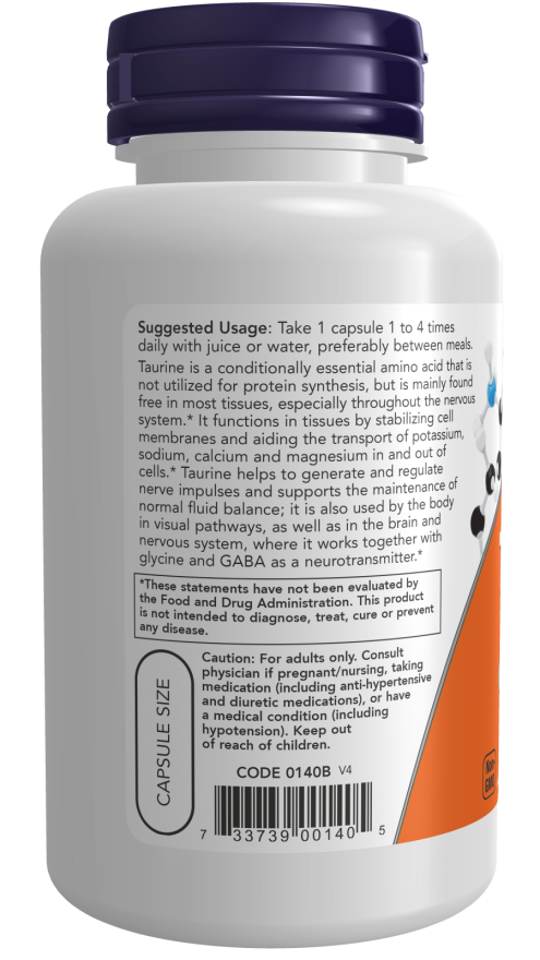 Nüüd Foods Taurine 500 mg Veg kapslid odavalt