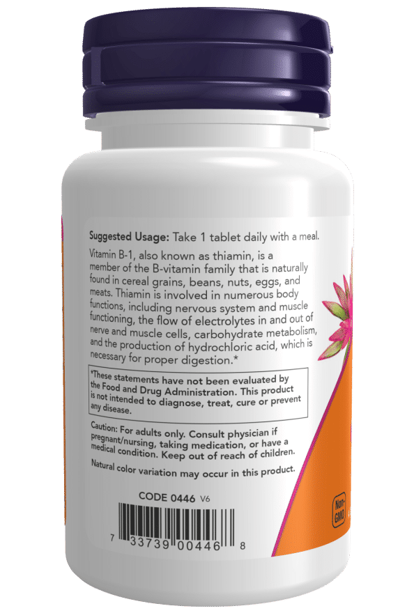 Usage of NOW Foods Vitamin B-1 Thiamine, 100mg - 100 tablets