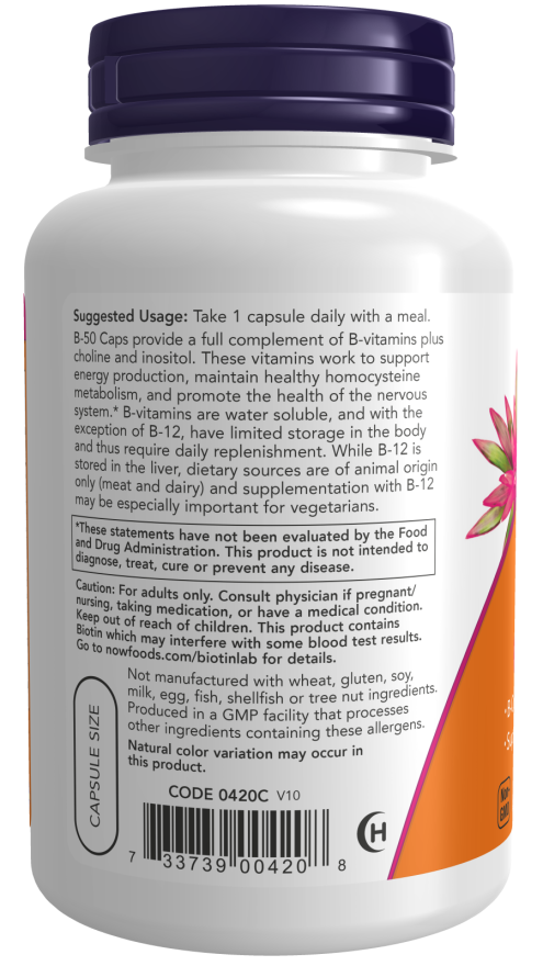 Nüüd Foods vitamiin B-50 mg 100 köögiviljakapslit