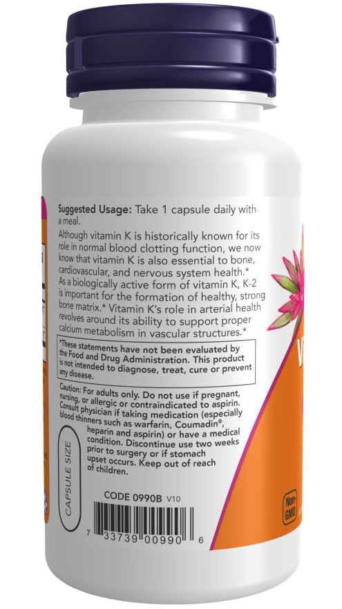NOW Foods Vitamiin K-2 100mcg 100kapslit kasutamine