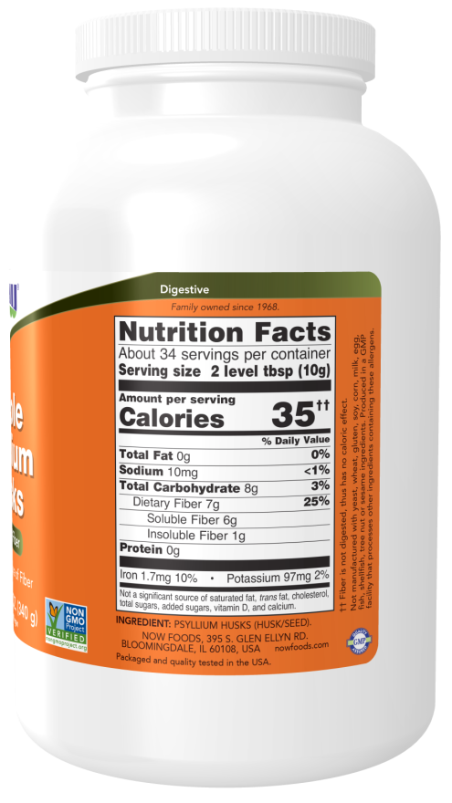 NOW Foods Whole Psyllium Husks, Powder - 340 gram composition