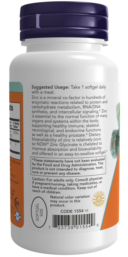 Consumption of NOW Foods Zinc Glycinate - 120 softgels