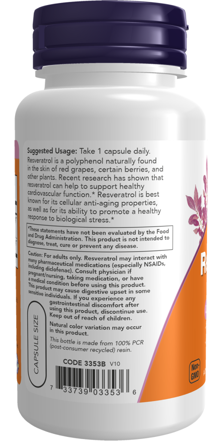 NOW Natural Resveratrol 200mg 60 Veg. Use of capsules