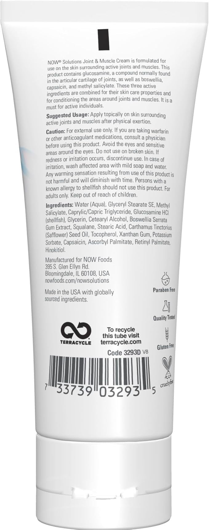 Now Solutions Joint & Muscle Cream 118ml koostis