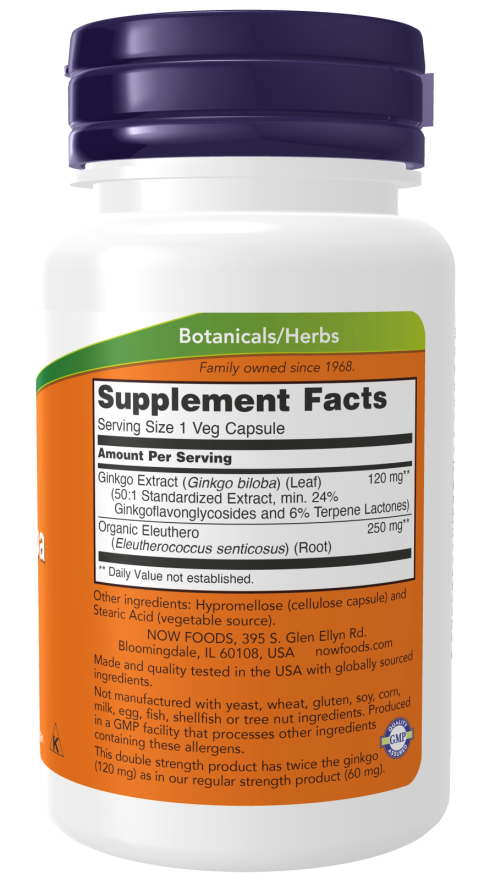 NowFoods Ginkgo Biloba Double Strength 120 mg 100 köögiviljakapslite reklaam