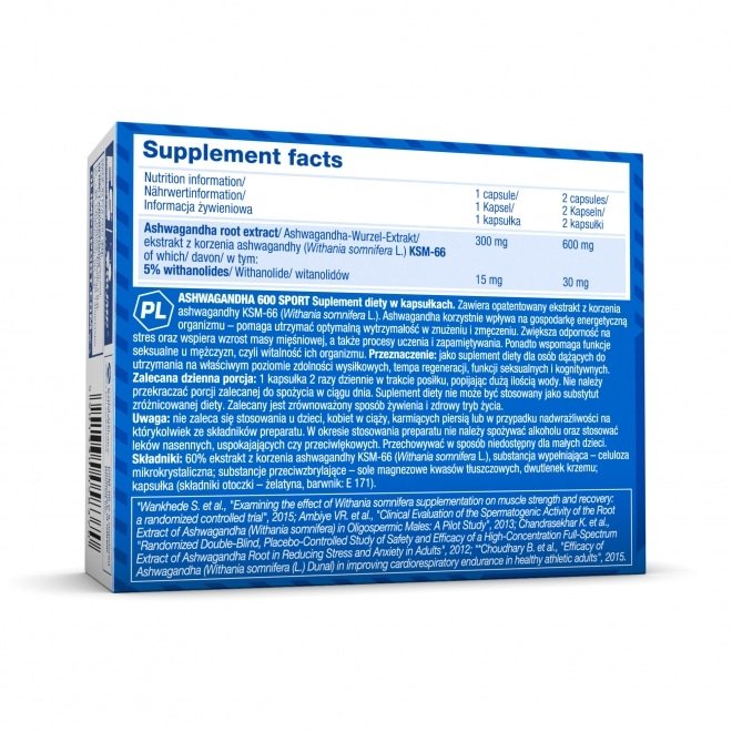 Olimp Ashwagandha 600 Sport KSM-66 60 kaps price promotion composition