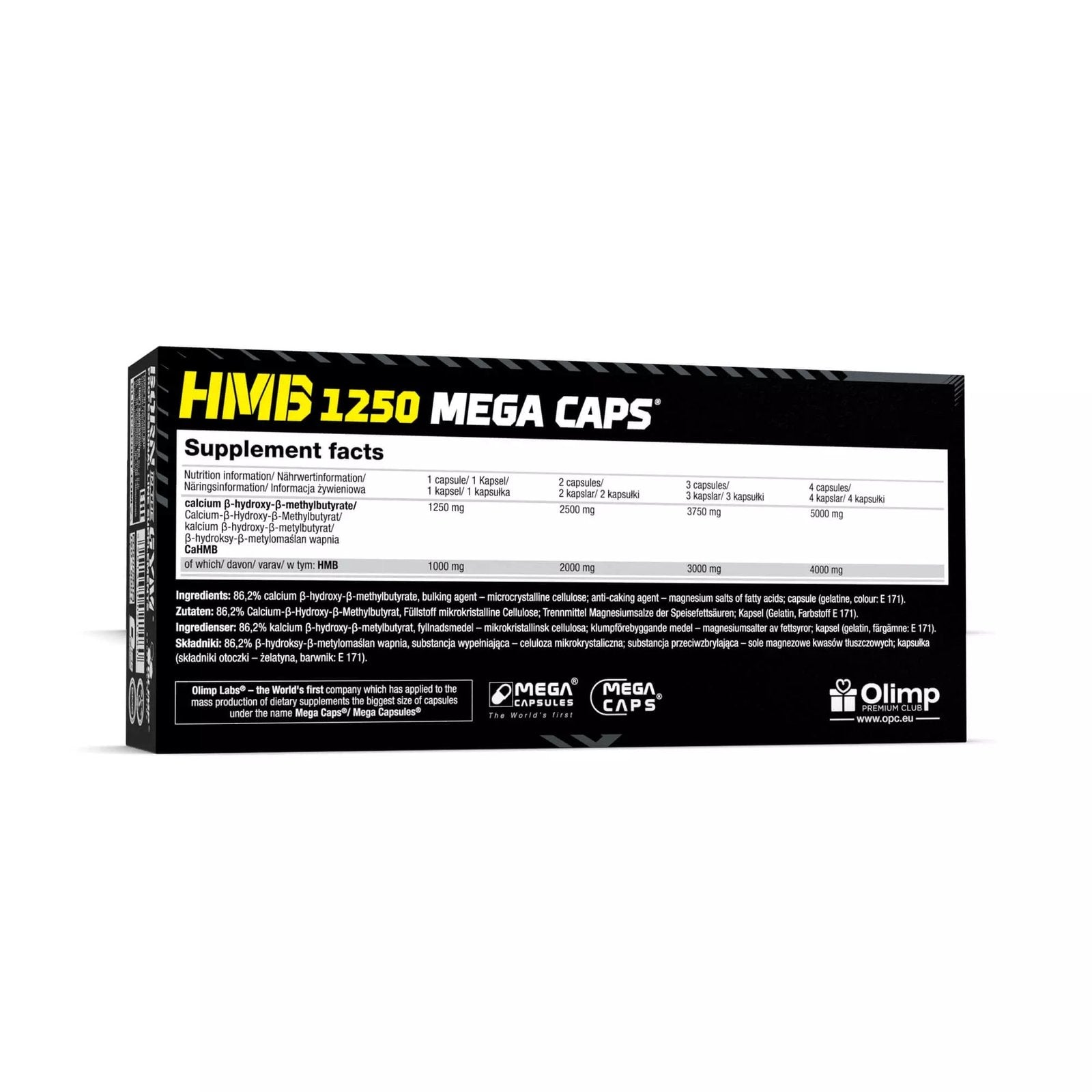 Composition of OLIMP HMB 1250 Mega Caps - 120 Capsules