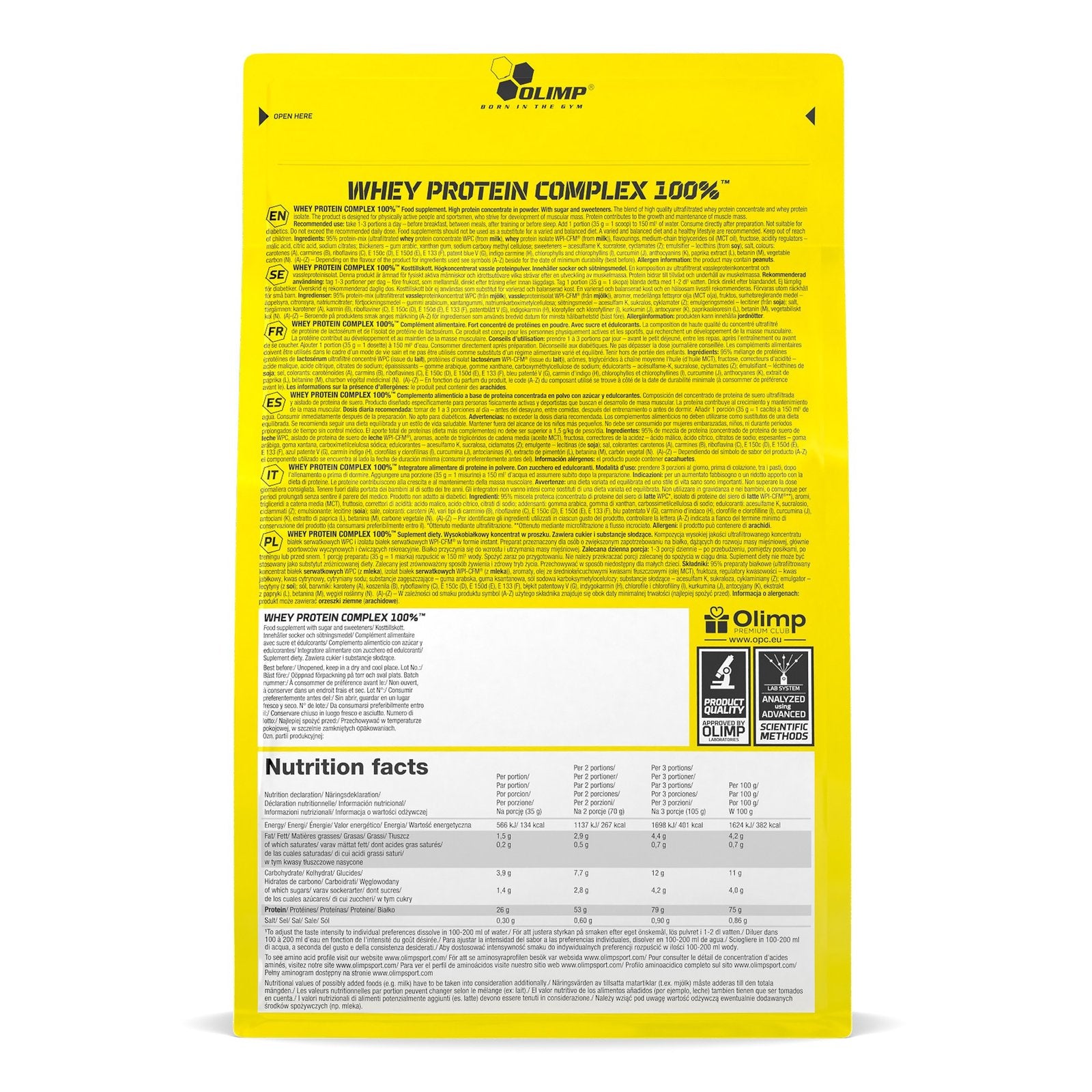 Olimp Whey Protein Complex 600g promotion composition