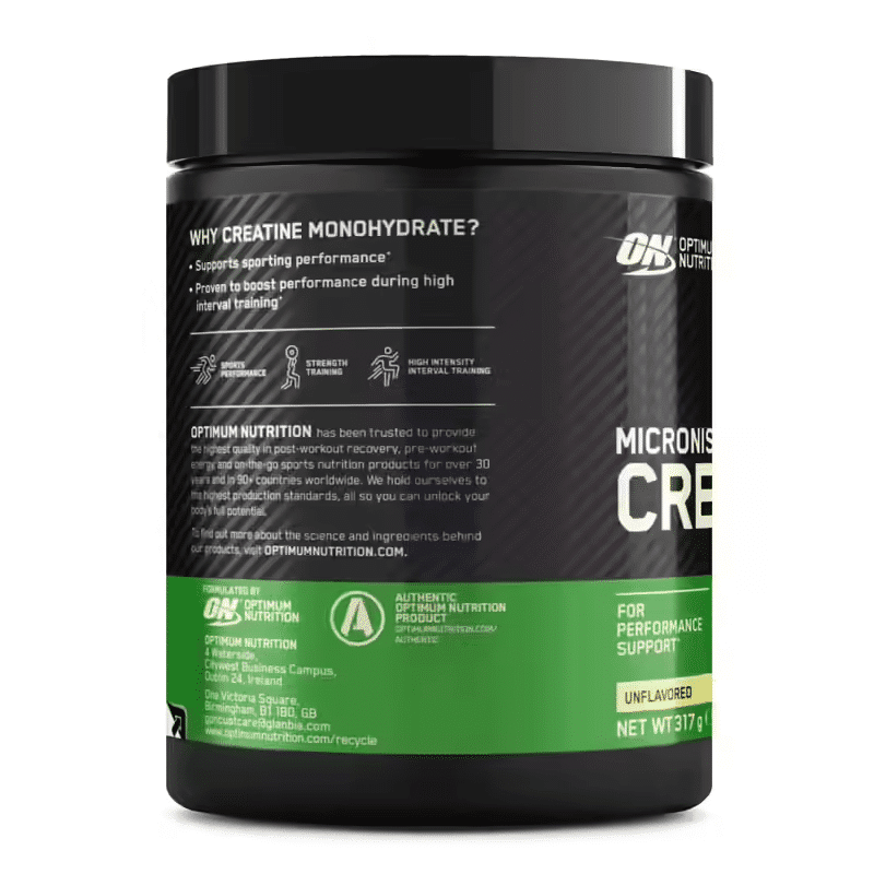 Optimum Nutrition mikroniseeritud kreatiinipulbri kasutamine 317g