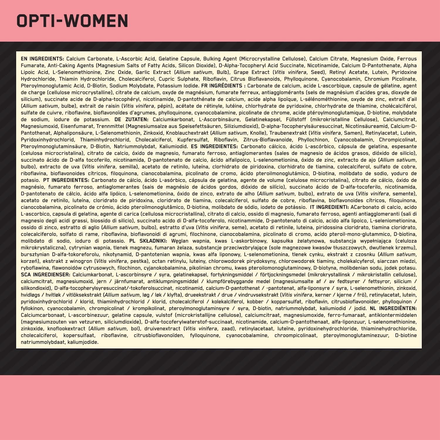 Optimaalne toitumine opti-Women 60 kapslite hind koostisained