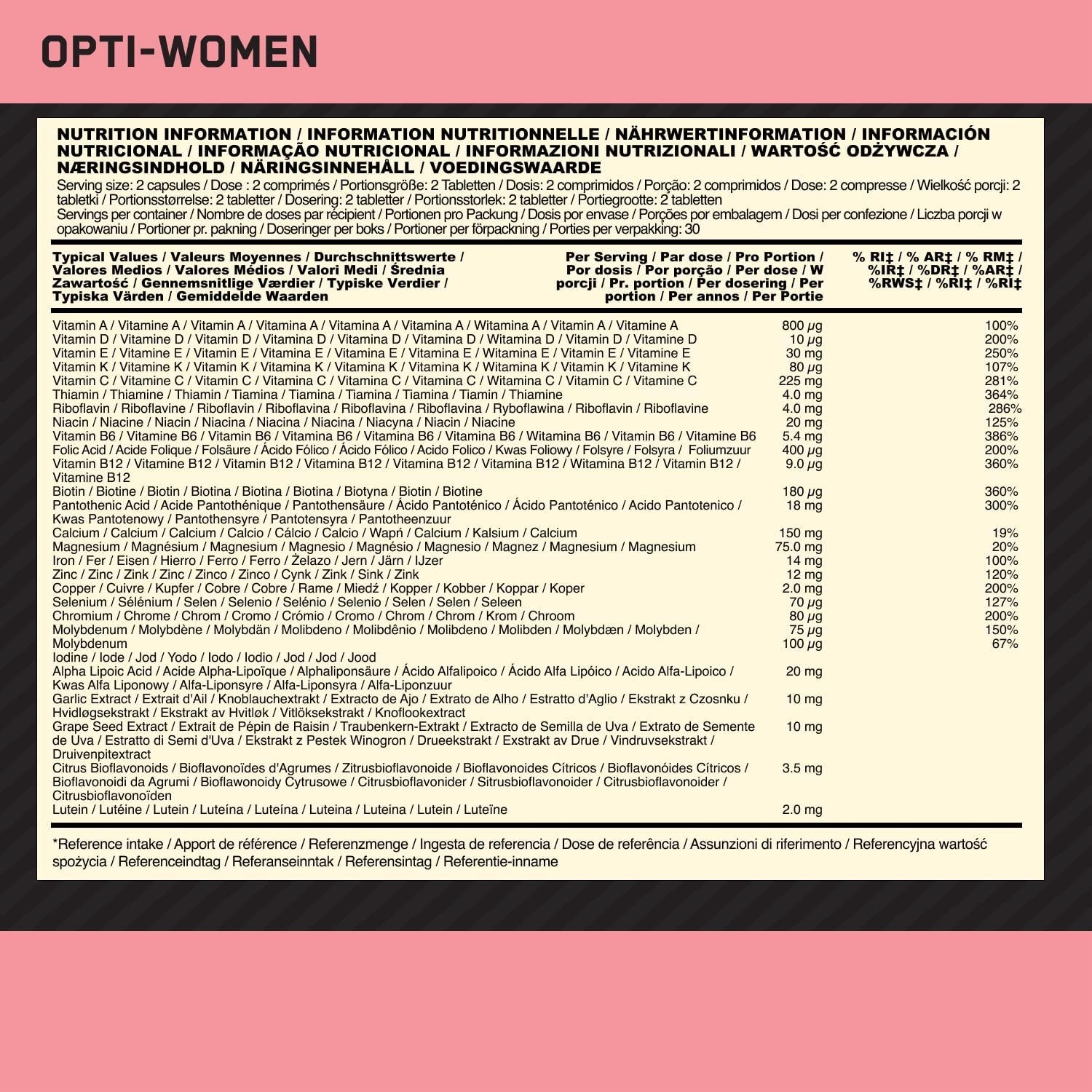 Optimaalne toitumine opti-Women 60 kapslite hind koostis
