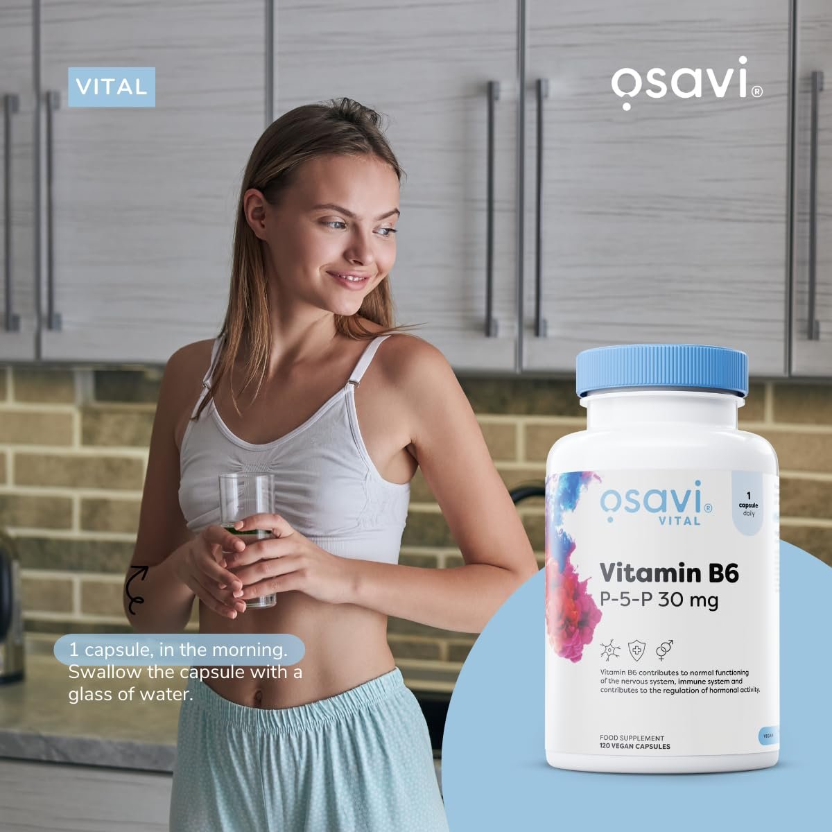 Osavi Vitamin B6, P-5-P 30 mg 120 vegan capsules banner