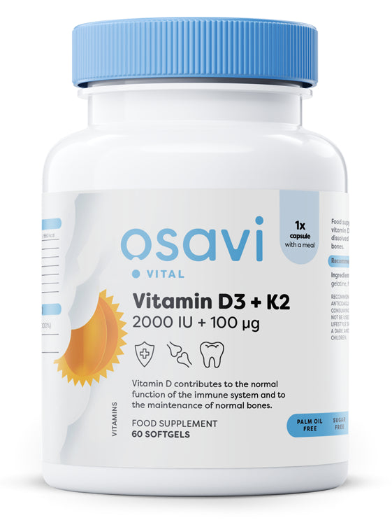 Osavi Vitamin D3 K2 2000 IU 100 mcg 60 kapsulių
