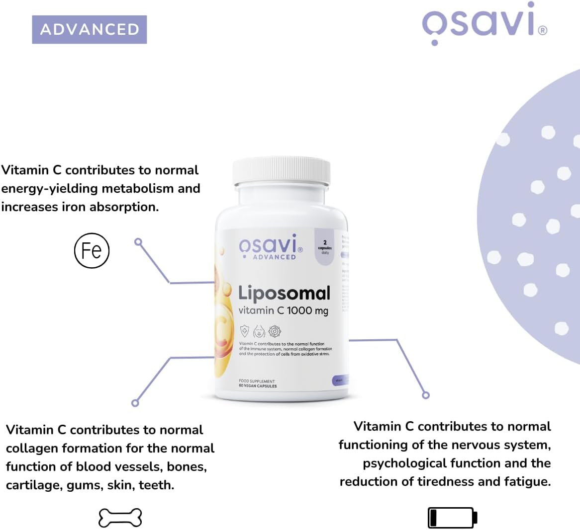 Osavi Liposomal C-vitamiin - 1000 mg, 120 vegan kapslit