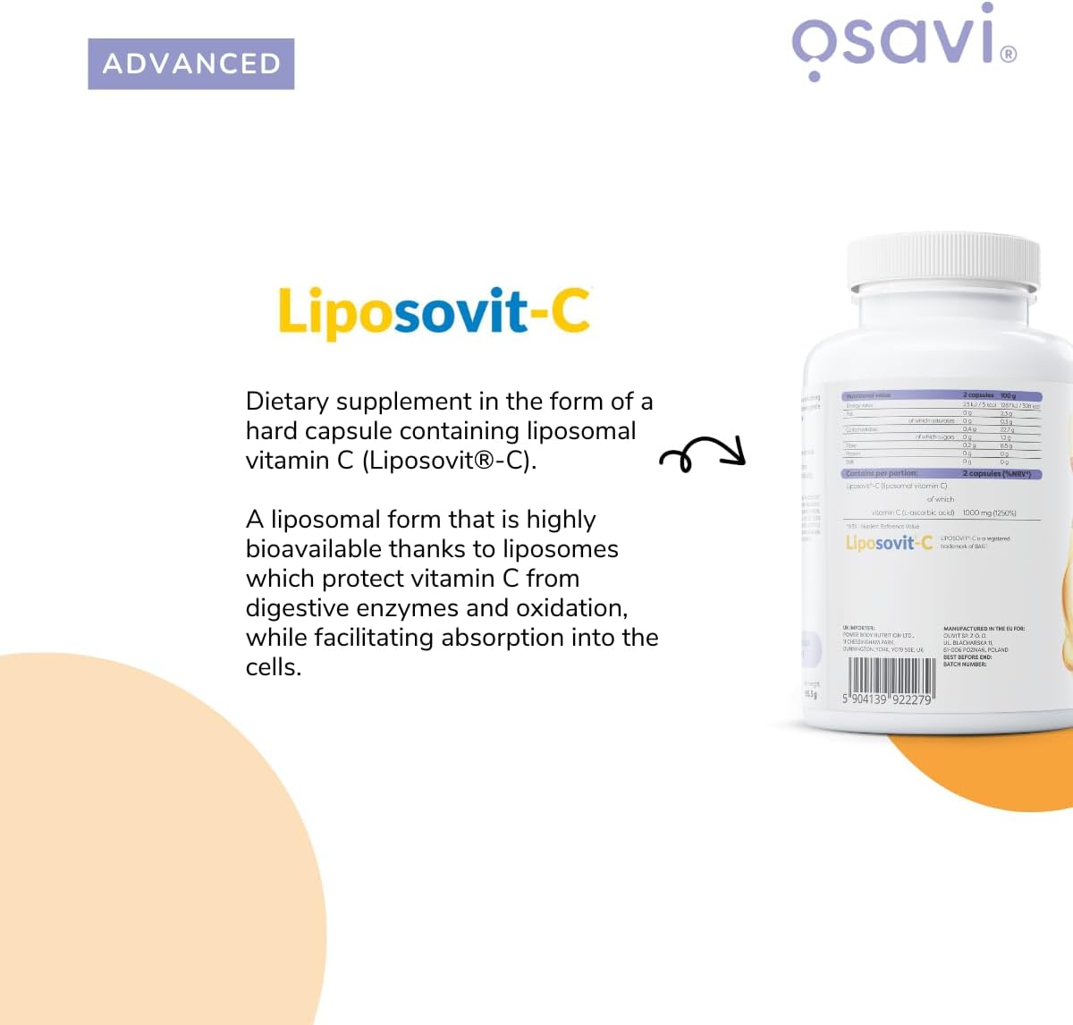 Osavi Liposomal C-vitamiin - 1000 mg, 120 vegan kapslit