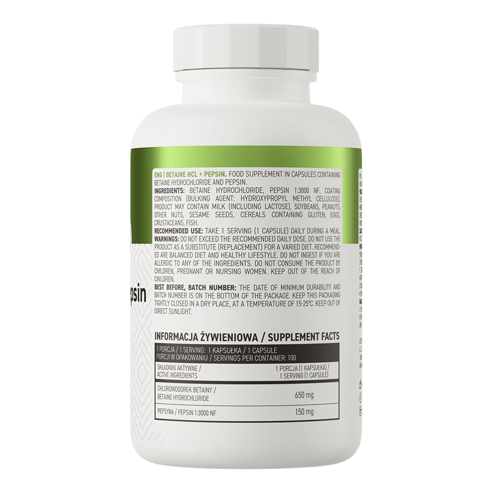 OstroVit-Betaine-HCl-Pepsin-100-kapsli koostis-hinnakampaania