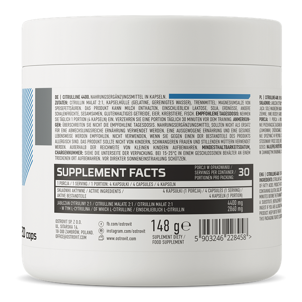 OstroVit Citrulline 4400 mg 120 kapsli koostis