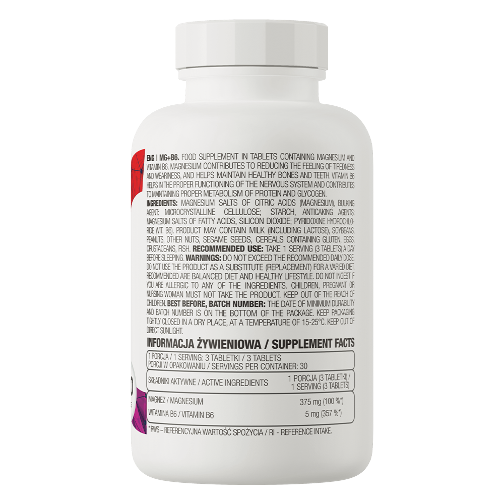 OstroVit Mg + B6 90 tablettide koostis