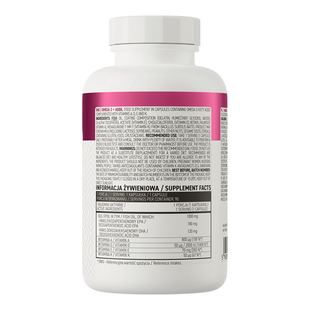 OstroVit Omega 3 + ADEK 90 kapslite koostis