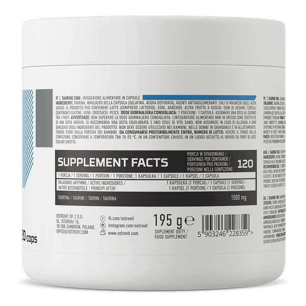 OstroVit Supreme Kapslid Tauriin 1500 mg 120 kapsli koostis